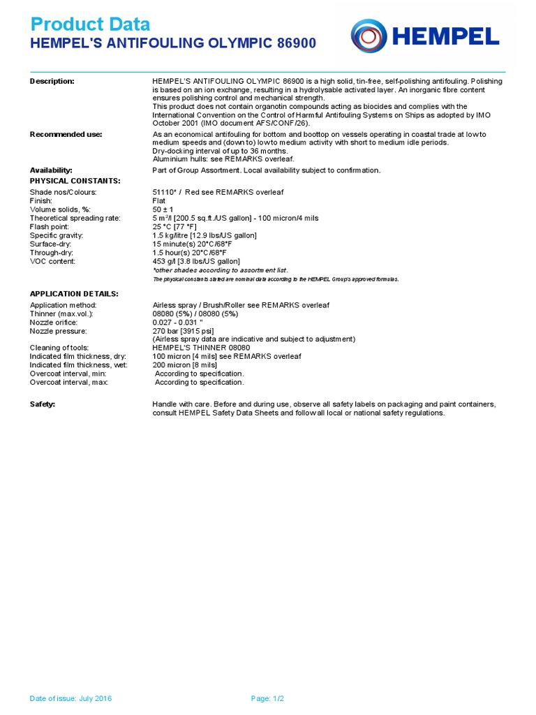 Hempel A/S HEMPEL’S ANTIFOULING OCEANIC+ 73902, HEMPEL’S ANTIFOULING OCEANIC+ 73952