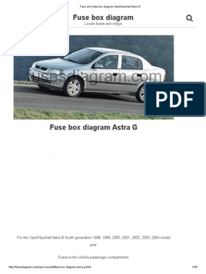 Fuse and Relay Box Diagram Opel - Vauxhall Astra G | PDF | Opel | Headlamp