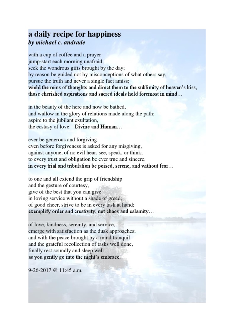 A Daily Recipe For Happiness PDF SelfImprovement Wellness