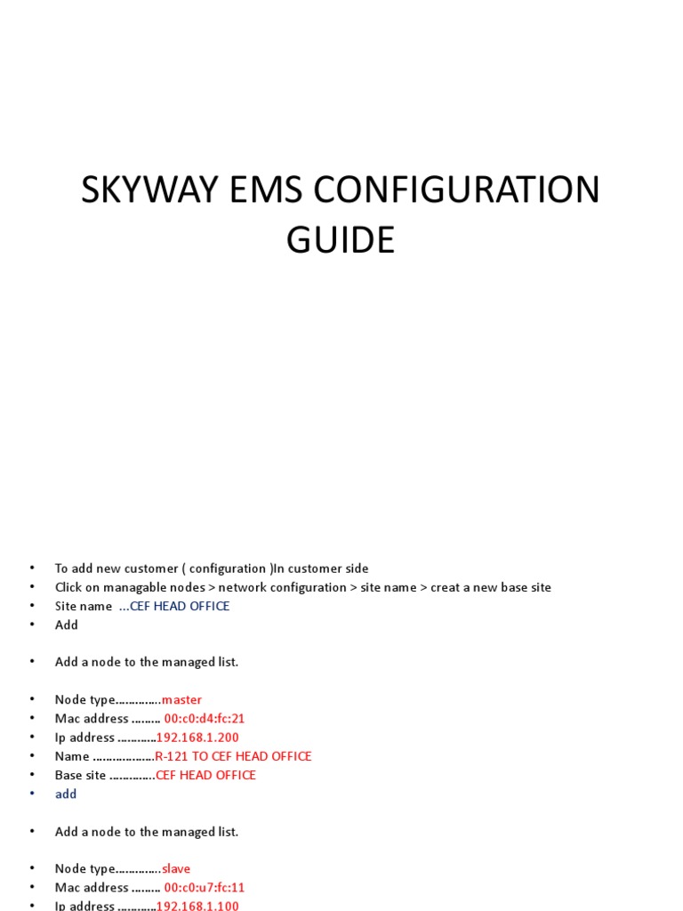 Skyway Ems Configuration | PDF | Business | Computers
