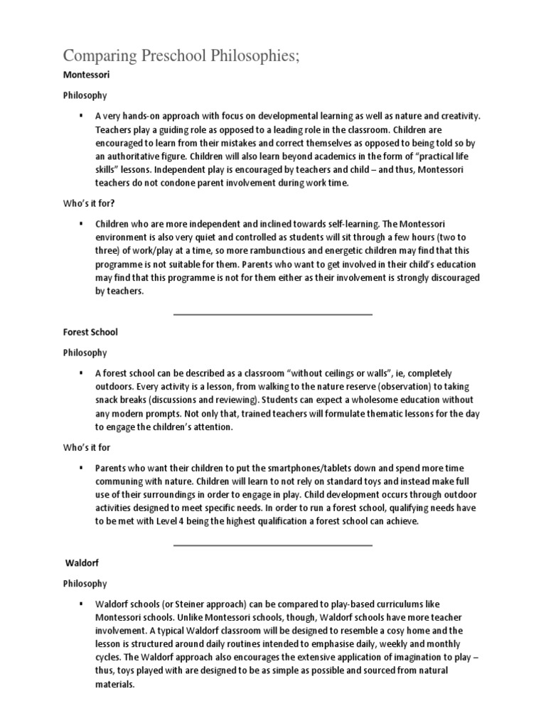 EDUCATIONAL PHILOSOPHY FOR PRESCHOOL intelligence overview