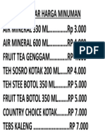 Daftar Harga Minuman