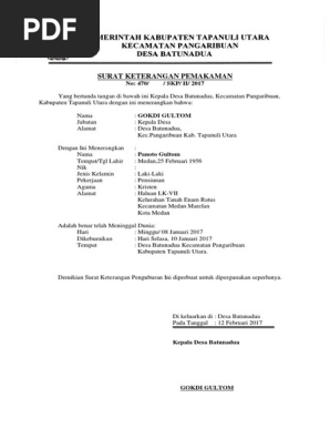 Surat Keterangan Pemakaman