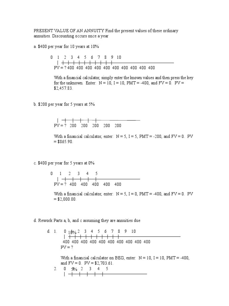 Present Value of An Annuity Find The Present Values | PDF