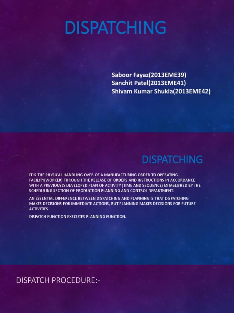 Manufacturing Dispatch Procedures Overview | PDF | Business | Business
