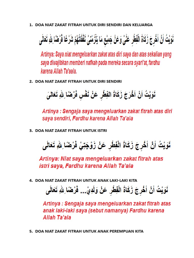 Doa Zakat Fitrah