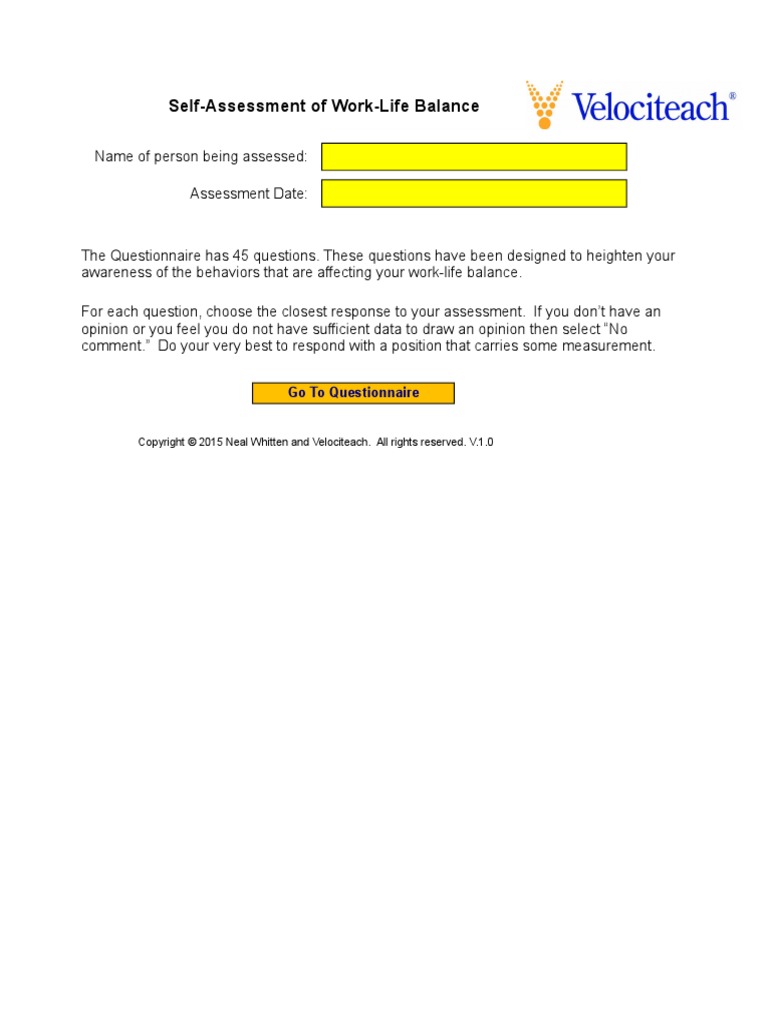 CopyXofXWork Life Balance Assessment | Download Free PDF | Work–Life ...