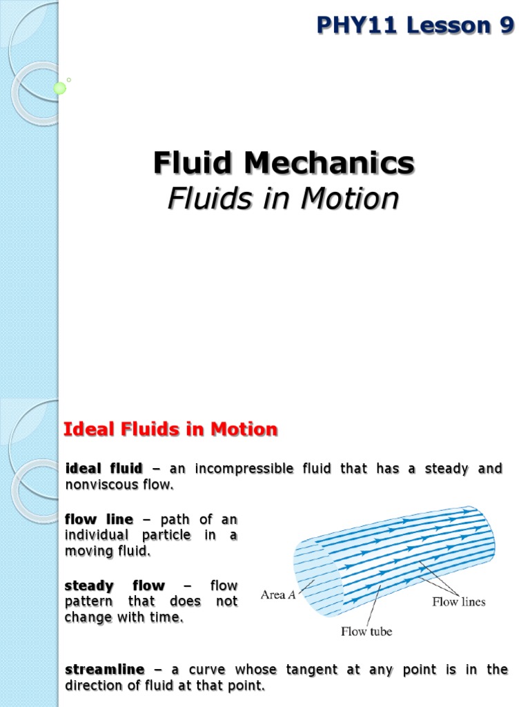Fluid Mechanics: Ideal Fluids & Equations | PDF | Fluid Dynamics | Flow ...