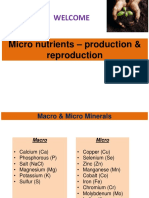 Welcome: Micro Nutrients - Production & Reproduction