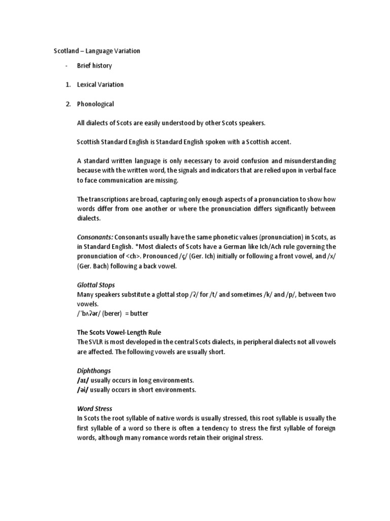 Scots Language and Pronunciation Guide | PDF | Stress (Linguistics ...