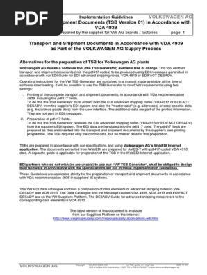 Transport and Shipment Documents Vda 4939