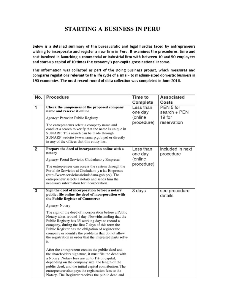 Starting A Business in Peru | PDF | Notary Public | Identity Document