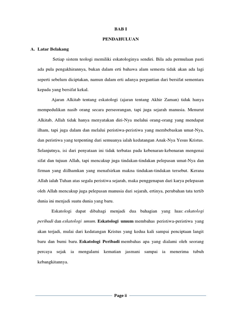Makalah Akhir Zaman Kristen
