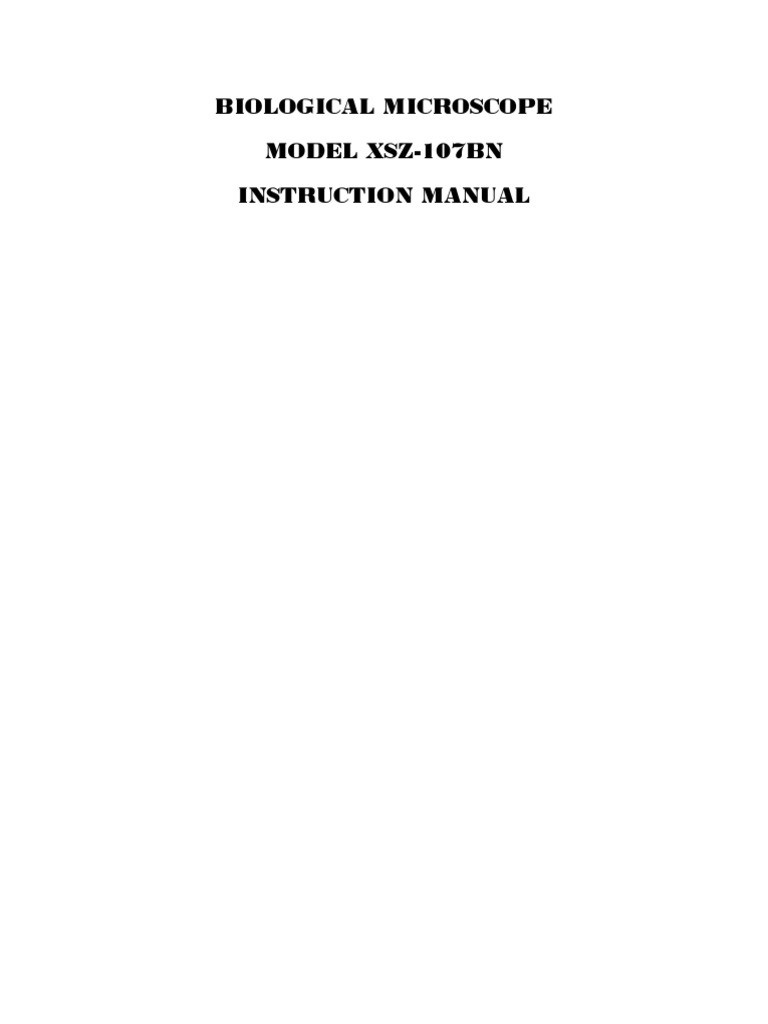 Biological Microscope Model Xsz107Bn Instruction Manual PDF