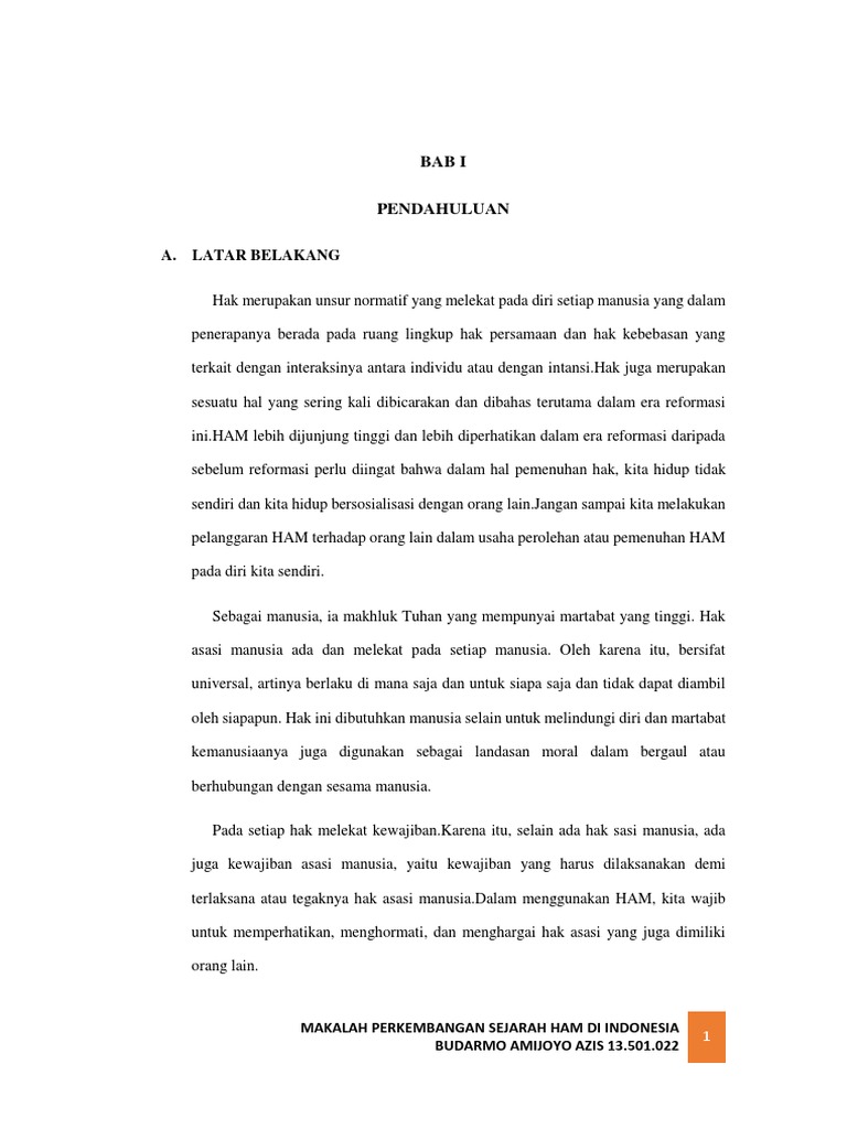 Sejarah Perkembangan Ham Di Indonesia Docx