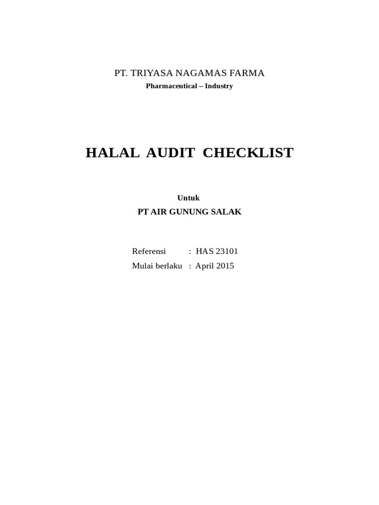 Checklist Internal Audit Halal Rev 5 Ags