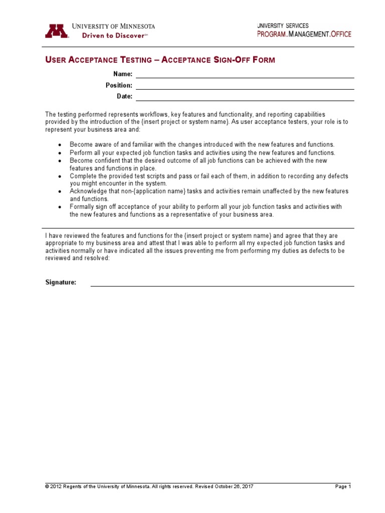 Qa Sign Off Document Sample