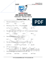 Jee Mains Pattern: Mathematics: Binomial Theorem Practice Paper - 01