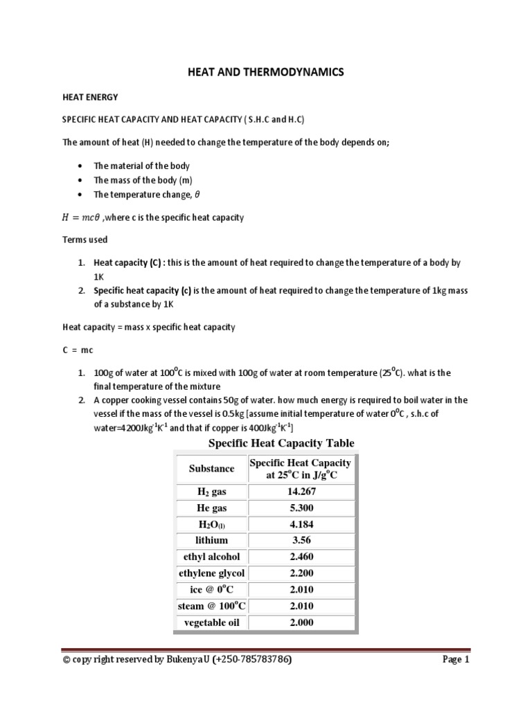 Heat Energy and Thermodynamics | PDF | Gases | Heat Transfer