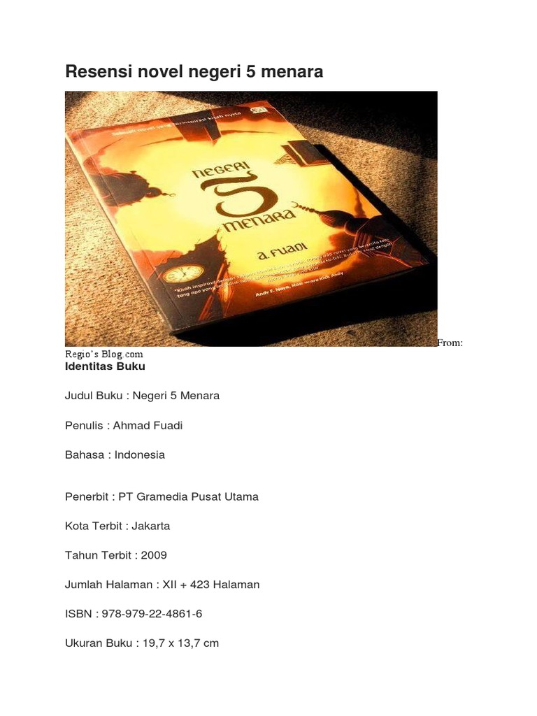 Resensi Novel Negeri 5 Menara