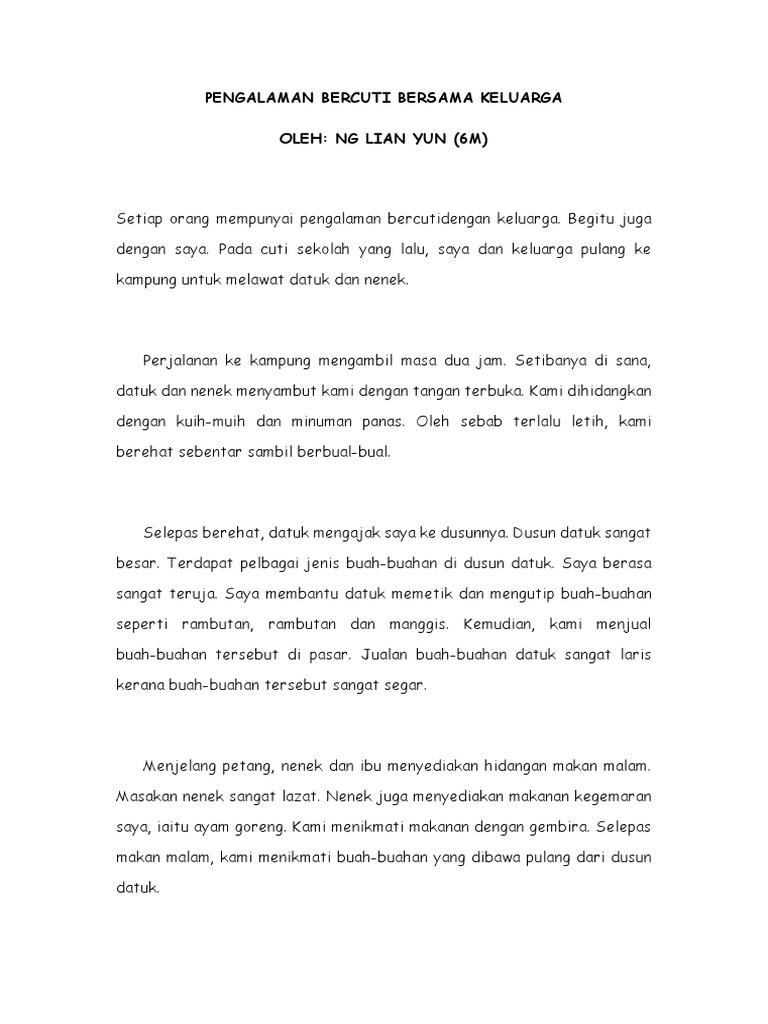 Pengalaman Bercuti Bersama Keluarga Pdf