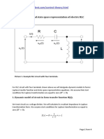 Transfer Function State Space Representation RLC Circuit Example 2