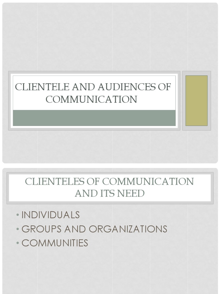Clientele and Audiences in Communication | PDF | Communication ...