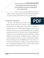 Article Review: Transforming Public Service Delivery in Malaysia The Case of Implementation of E-Government in Local Governments