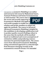 Advanced Econometric Modeling Online Course