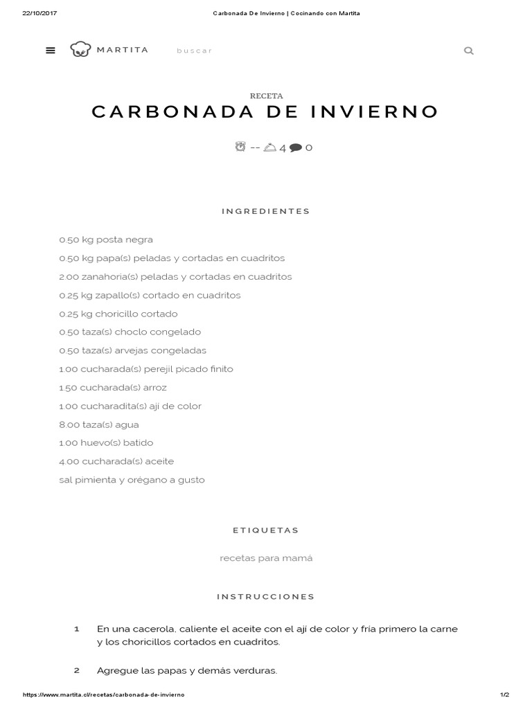 Carbonada de Invierno | PDF | Cocina | Cocina occidental