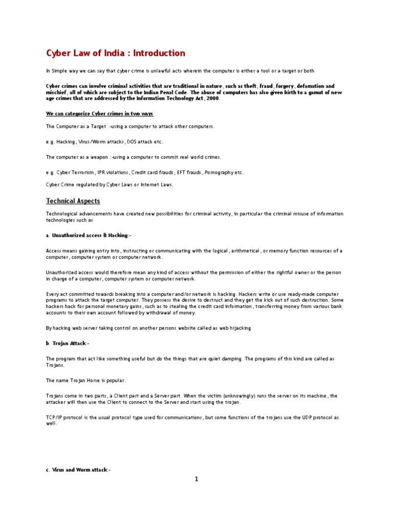 Cyber Law of India | PDF | Cybercrime | Computer Security