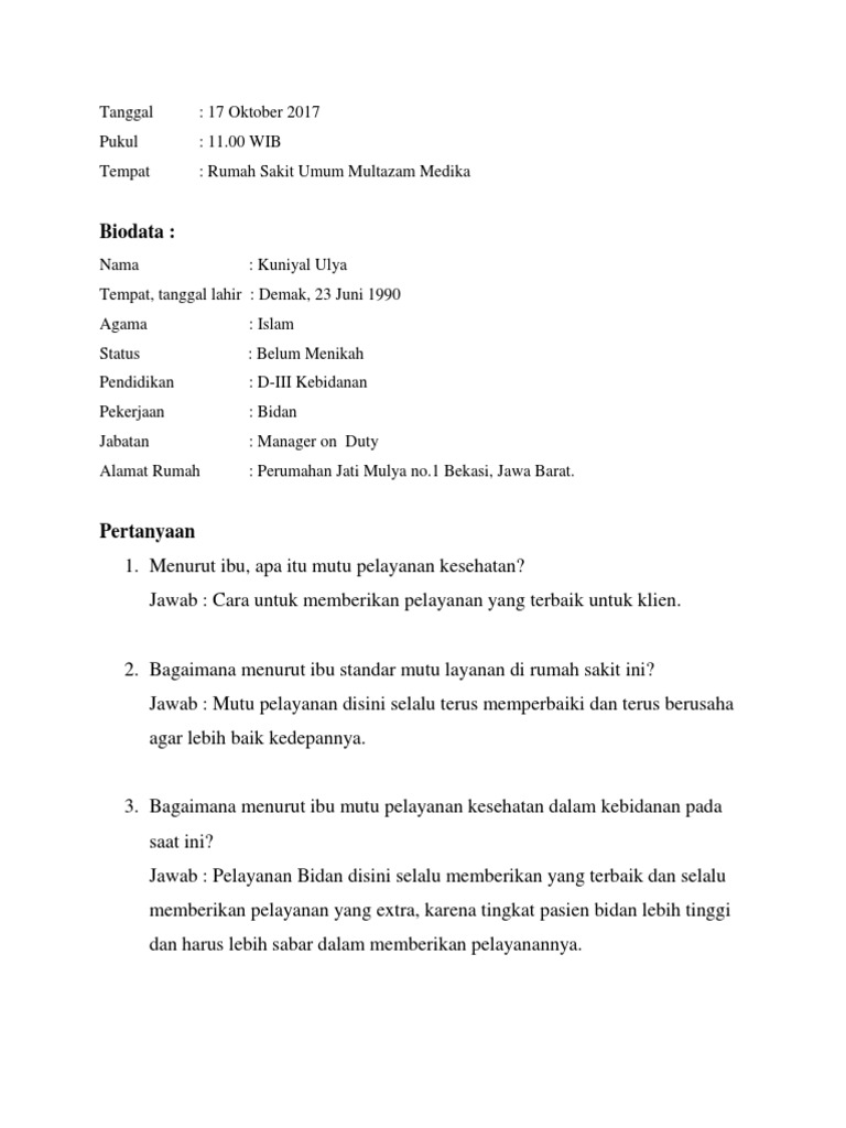 Wawancara Bidan Rs