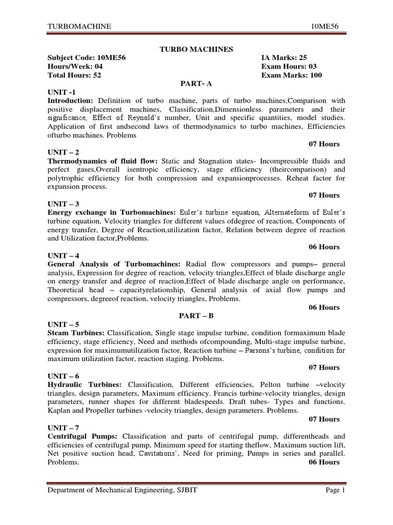 Turbomachinery Course Guide | PDF | Turbomachinery | Turbine