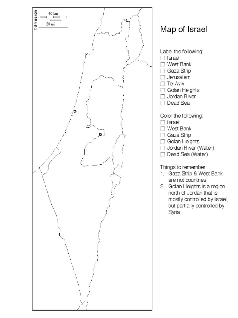 1 Blank Map of Israel PDF