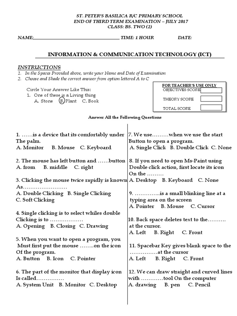 Information & Communication Technology (Ict) Instructions PDF Computer Keyboard Point