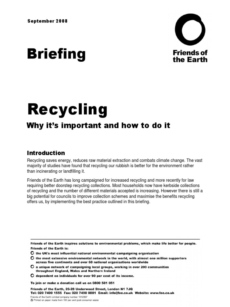 Recycling PDF | PDF | Science & Mathematics | Technology & Engineering