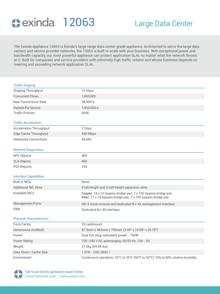 Exinda 12063 Product Sheet | PDF | Computer Architecture | Computing