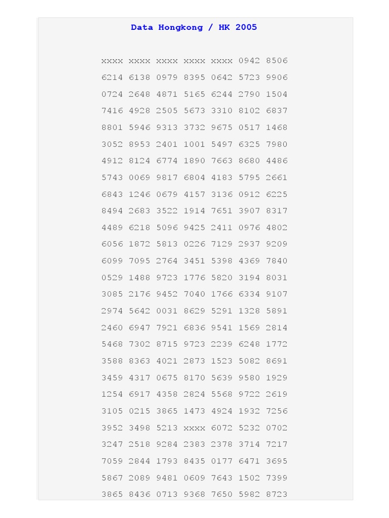 Data Hongkong Togel | Pdf