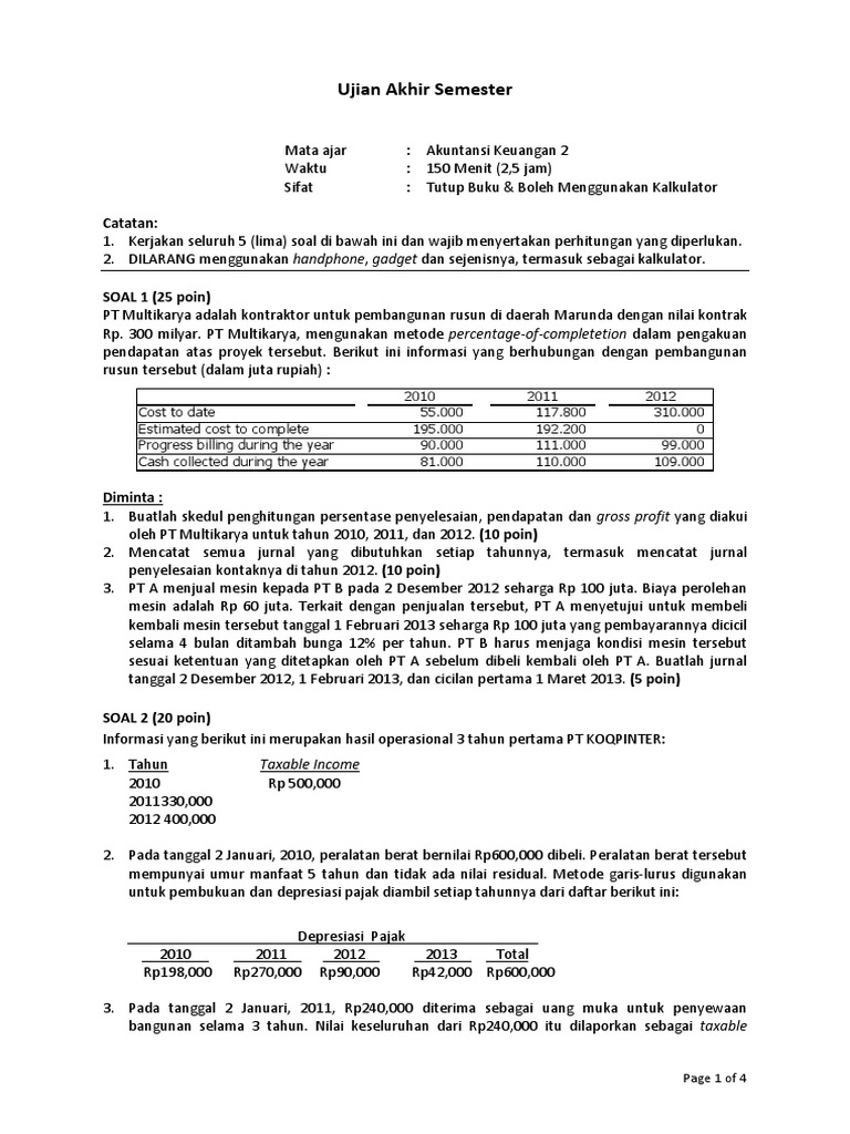 SOAL Ujian Akhir Semester PDF | PDF SOAL Ujian Akhir Semester PDF | PDF