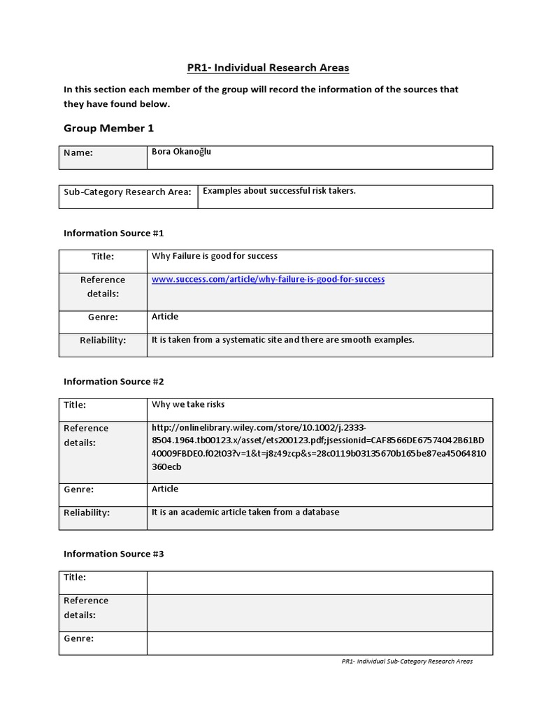 pr1 - Individual Sub-Category Research Areas | PDF | Reliability ...