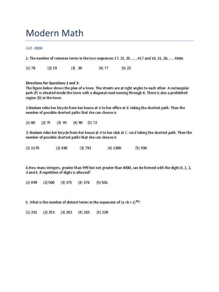 CAT Math Problems and Solutions | PDF | Elementary Mathematics | Numbers