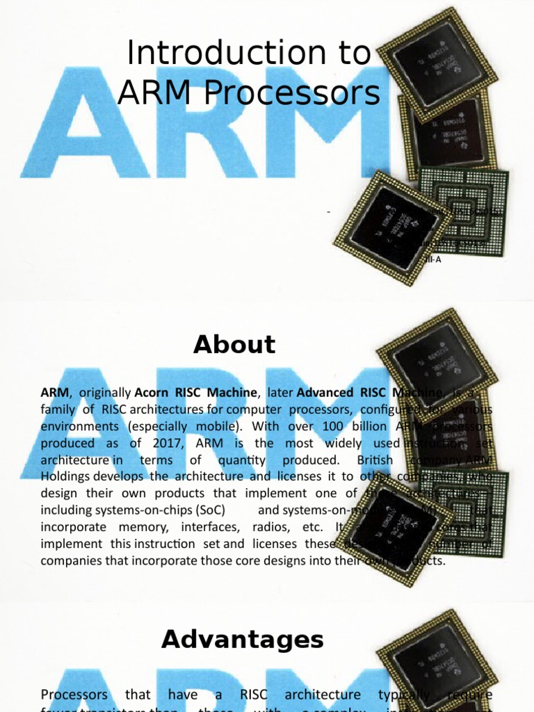 Introduction To ARM Processors Amreen Hasheem (1DS16CS015) & Akshaj Jain (1DS16CS013) IiiA