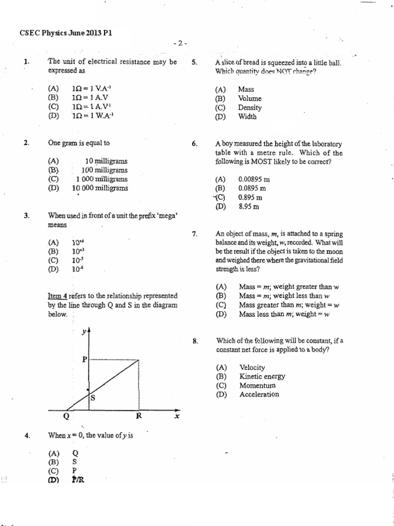 CSEC Physics Exam Questions 2013 | PDF