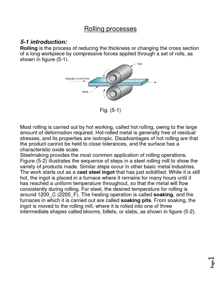 Rolling Processes: 5-1 Introduction | PDF | Rolling (Metalworking ...