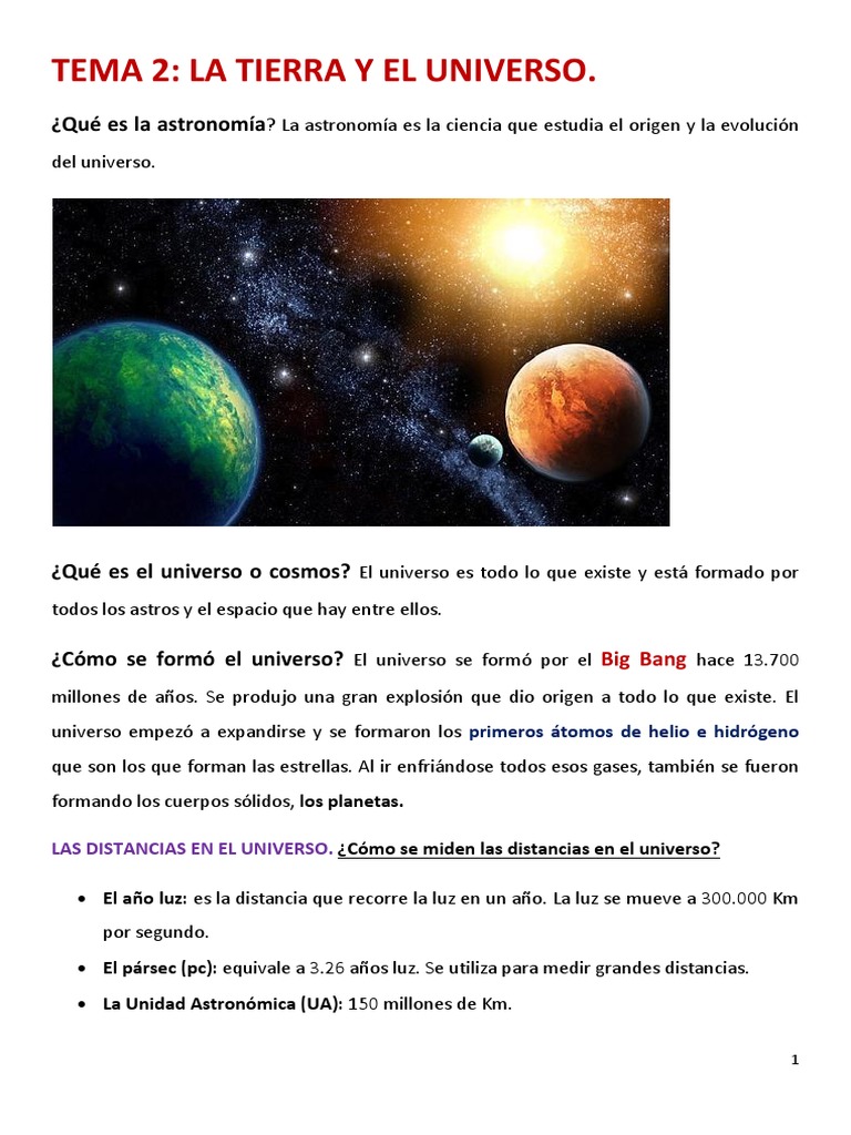 TEMA 2 La Tierra y El Universo | PDF | Atmósfera | Universo