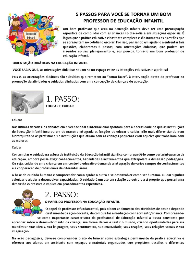 5 Passos para Ser um Bom Professor Infantil | PDF | Pré-escola | Pedagogia