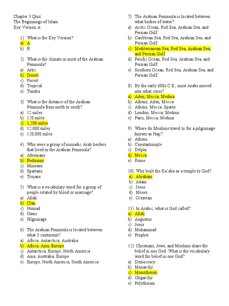chapter 3 quiz corrections a | Ali | Muhammad