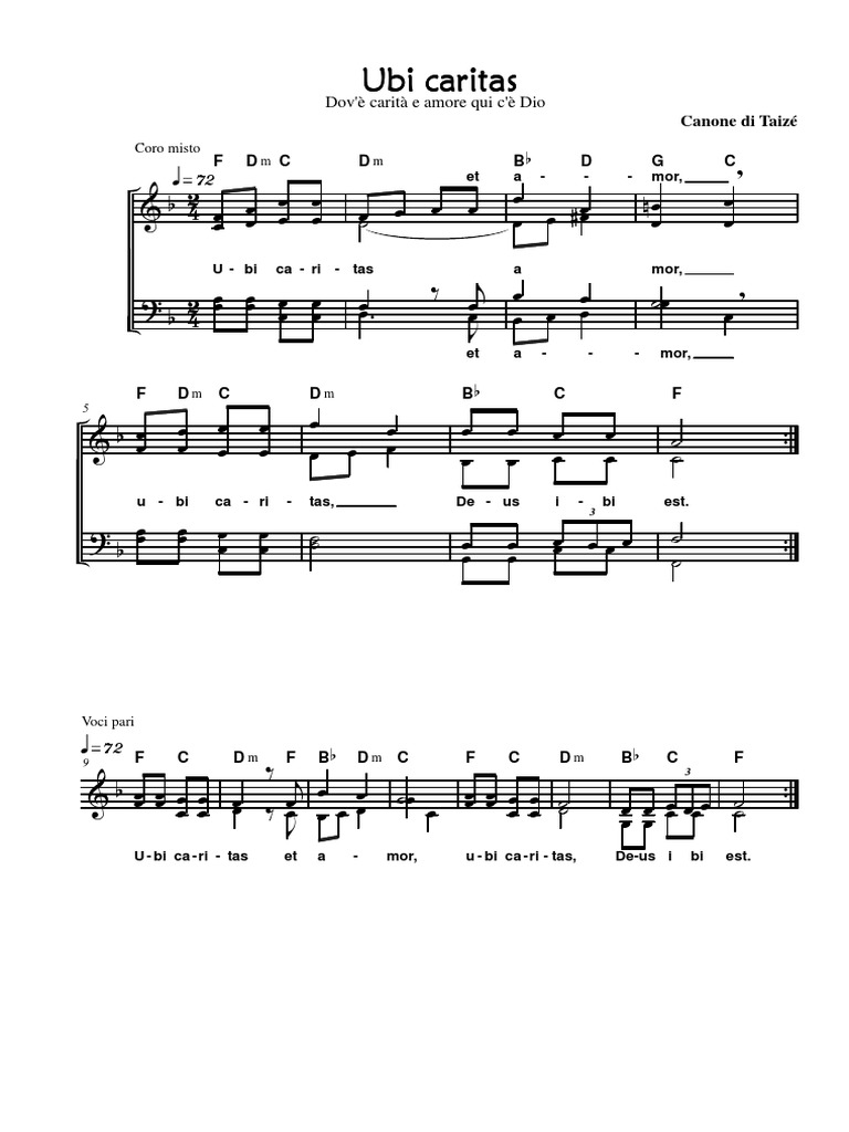Ubi Caritas Noten Kostenlos | Songtext von Taizé – KKSPD