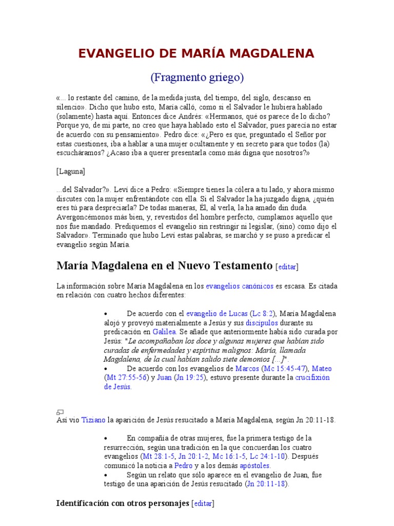 EVANGELIO DE MARÍA MAGDALENA María Magdalena María, madre de Jesús Free 30day Trial Scribd