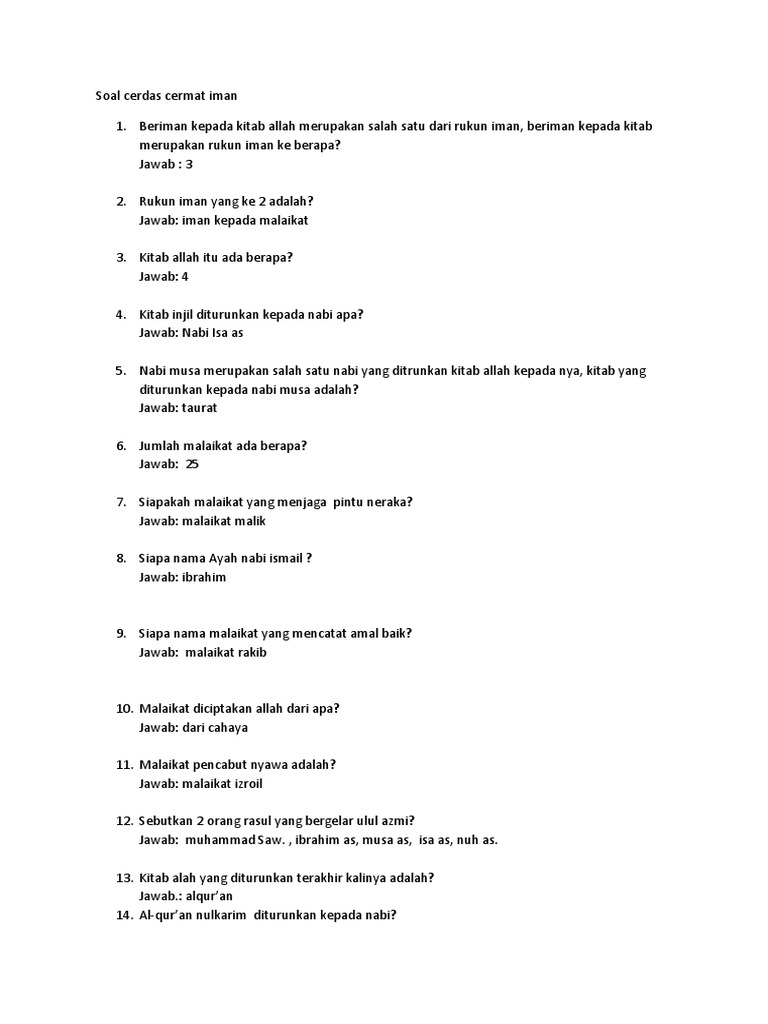 Soal Cerdas Cermat Iman Pdf